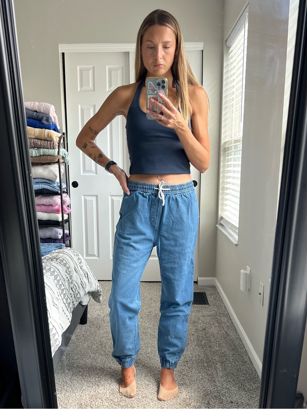 Boohoo Tall Drawstring Denim Joggers